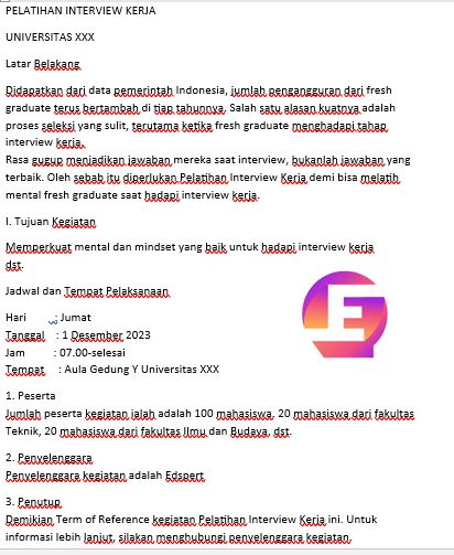 Contoh Kerangka Acuan Kerja Kegiatan Pelatihan Yang Dapat Kamu Tiru Edspert For Corporation 